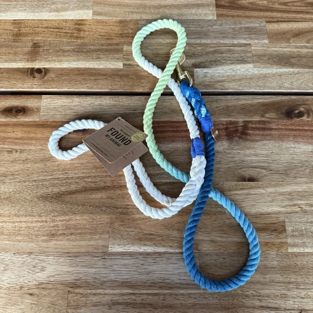 NWT Found My Animal The Blue Green Ombre 7' Rope Dog Pet MADE IN USA